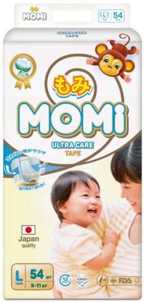 Подгузники для детей MOMI Ultra Care L54 ( 9-11 кг ) 54 шт