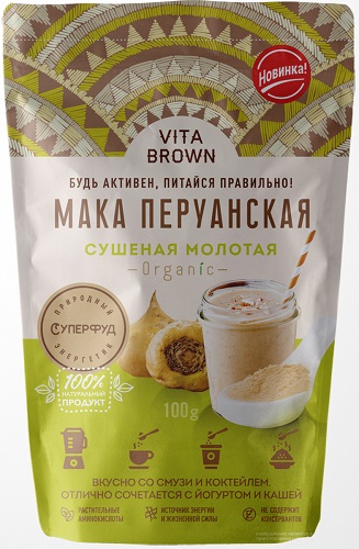 Vita Brown Мака Перуанская сушеная молотая 100г дой-пак