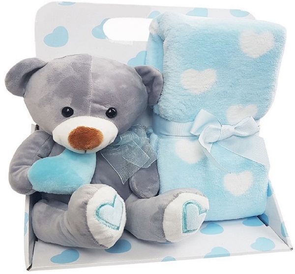 Набор Плед с игрушкой Bear with heart UVITON арт.0079/02 голубой