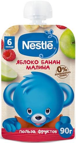 Нестле Пюре Яблоко Банан Малина 90г пауч