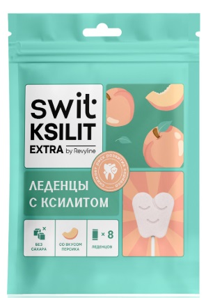 Леденцы на палочке Swit Ksilit Extra персик 8шт 9336