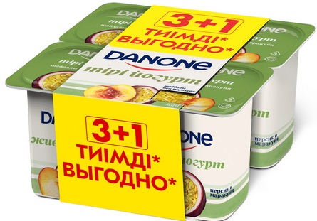Данон Йогурт живой Персик- маракуйя 120г*4 (Упаковка)