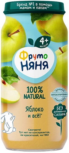ФрутоНяня Пюре Яблоко 250г с 4 мес.