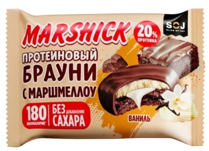 Печенье протеиновое глазированное SOJ Marshick со вкусом ванили без сахара 53г