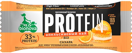 Bionova Батончик Протеиновый Апельсиновый пай 50г