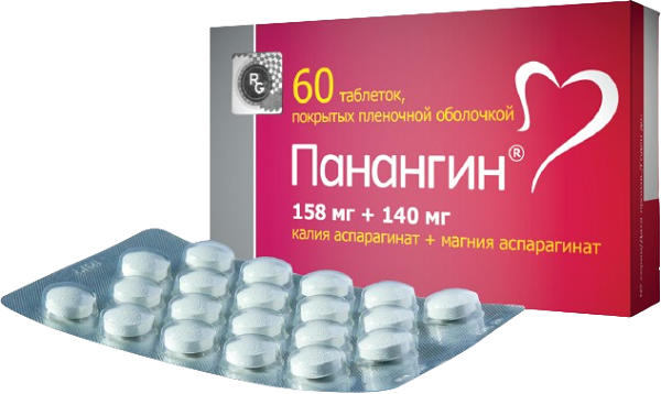 Панангин таб. 158 мг/140 мг №60 (магния аспарагинат, калия аспарагинат) (Упаковка)