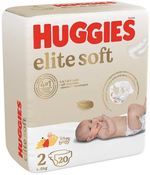 Подгузники для детей HUGGIES ELITE SOFT №2 (4-6кг) 20шт