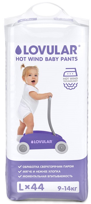 Трусики-подгузники для детей LOVULAR L44 ( 9-14 кг ) 44 шт Hot Wind