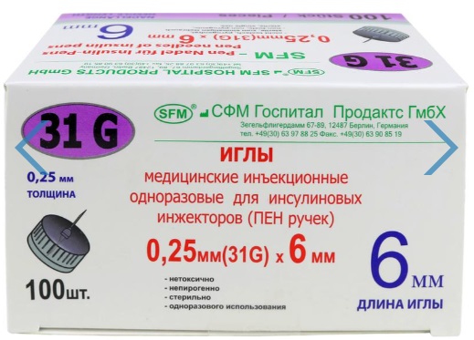 Игла для шприц-ручки 0,25х6мм 31G  SFM Hospital Products GmbH ( 1 шт ) Госпитал