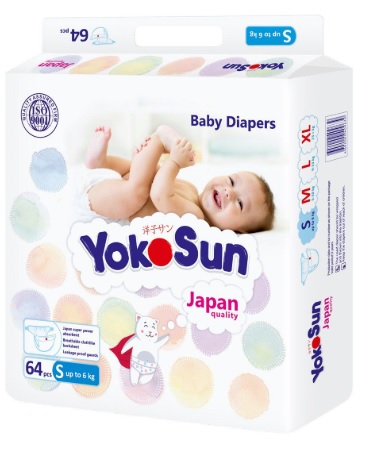 Подгузники для детей YOKOSUN S64 (до 6-кг) 64шт