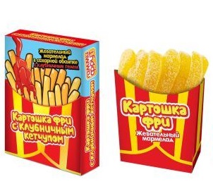 Гамми Фрут мармеладная картошка фри с клубничным гелем 79гр