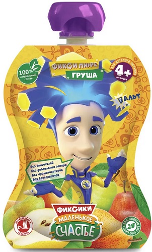 Маленькое счастье Фиксики Пюре Груша 90г гуалапак