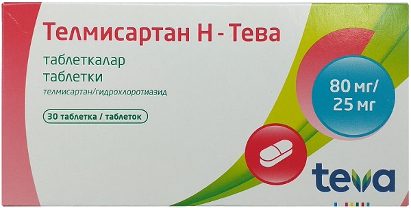 Телмисартан Н Тева табл. 80 мг/25 мг №30 ( телмисартан / гидрохлоротиазид ) (Упаковка)