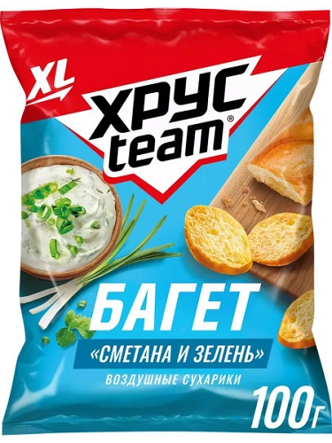 Хрусteam Сухарики Багет Сметана и зелень 100г  &