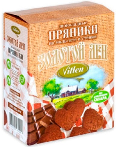 Vitlen Золотой лен Пряники Шоколадные на мальтите и стевии 200г
