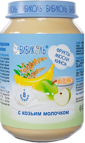 Бибиколь Пюре Мюсли Фрукты Киноа с козьем молоке 190г с 8 мес 