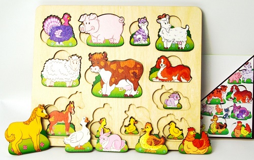 НЕСКУЧНЫЕ ИГРЫ 3+ Пазл-рамка Чей малыш? Домашние животные арт.8090