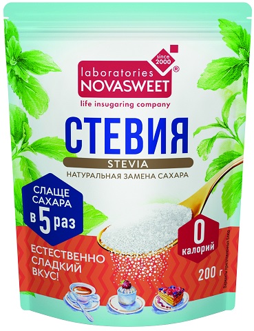 Novasweet Стевия в 5 р.слаще 200г Заменитель сахара Новасвит