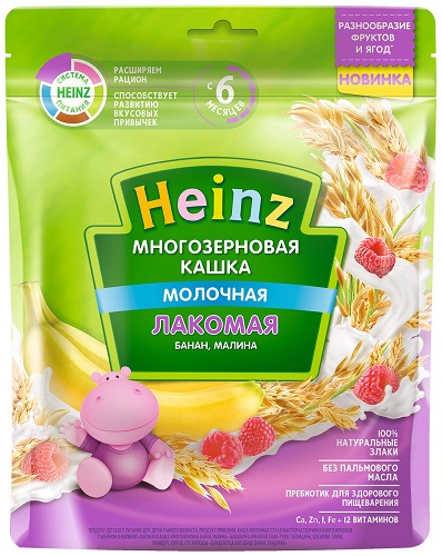 Хайнц Каша Лакомая Многозерновая банан-малина 170г