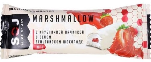 SOJ батончик Marshmallow с клубникой в белом шоколаде 30 гр