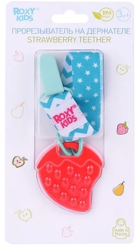 Прорезыватель на держателе ROXY KIDS клубничка мятный арт.RSC-001-M