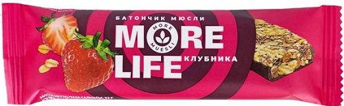 MoreLife Батончик Мюсли 32г Клубника со сливками глазурь