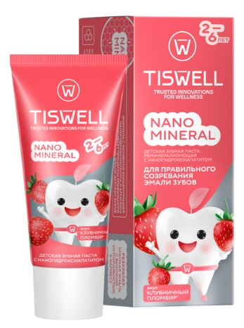 Зубная паста TISWELL детская 2-6лет клубничный пломбир 60 г