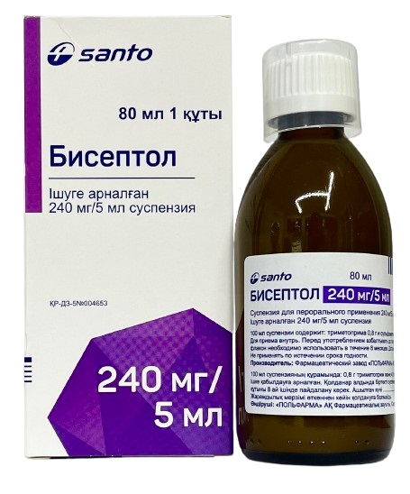 Бисептол сусп. 240 мг/5 мл 80 мл ( триметоприма 0,8 г, сульфаметоксазола 4,0 г )