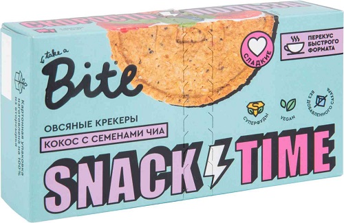 Bite Крекеры Овсяные с Кокосом и чиа 200 г