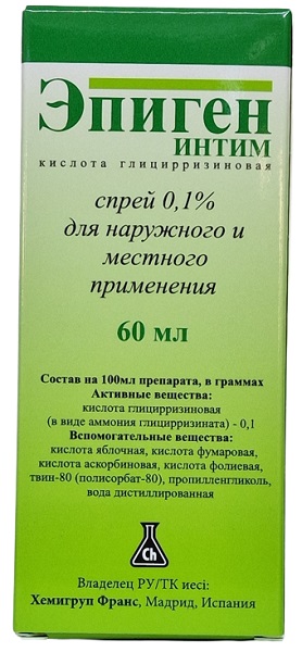 Эпиген интим спрей 0,1% 60 мл ( глицирризиновая кислота ) #@