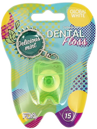 Зубная нить GLOBAL WHITE Delicious Mint 15м