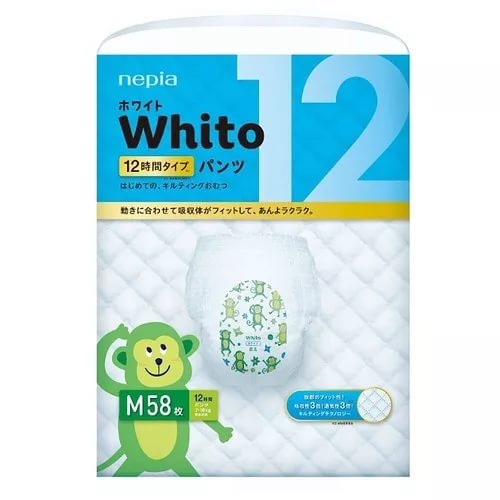 Трусики-подгузники для детей WHITO М58 (7-10кг) 58шт Ночные (12h)