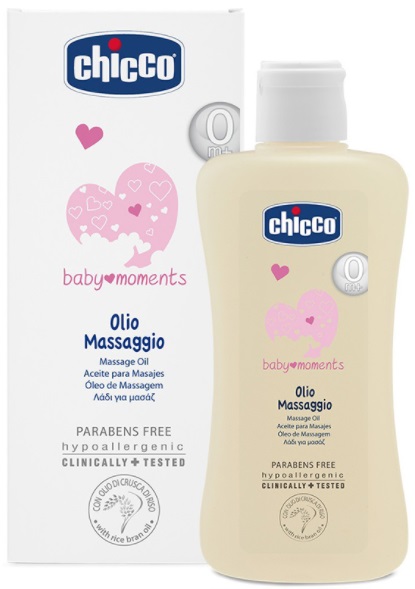CHICCO Массажное масло Baby moments c маслом рисовых отрубей 200 мл