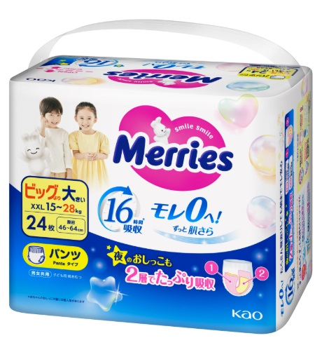 Трусики-подгузники для детей MERRIES XXL24 (15-28 кг) 24шт