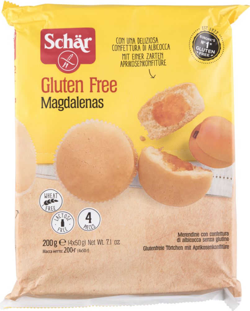 Dr.Schar Gluten Кексы с абрикосовой начинкой "Magdalenas" без глютена 200,0