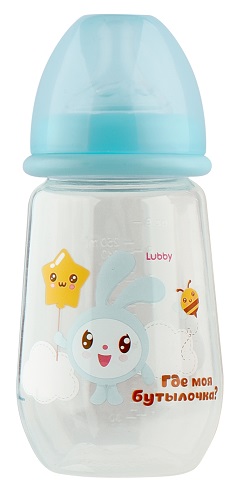Бутылочка Пластиковая LUBBY 250мл Соска Силиконовая ш/г 0м+ (цв.в асс.) Арт.20898