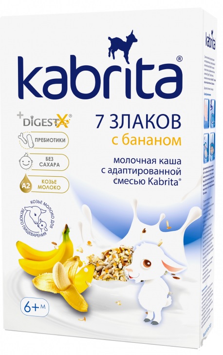 Kabrita Каша Пшеничная Банан яблоко абрикос 180г на смеси Кабрита 6м+