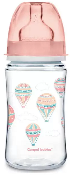 Бутылочка пластиковая CANPOL BABIES PP антиколиковая 240 мл 3м+ арт.35/225 розовая