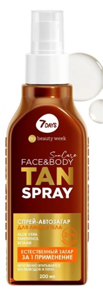7 Days Спрей-автозагар для лица и тела My Beauty Week Sun Care 200 мл