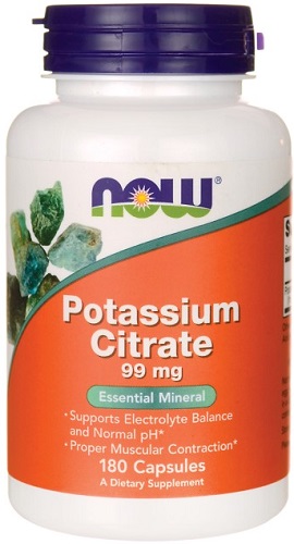Now foods Potassium citrate Калия цитрат 99мг №180капс &@
