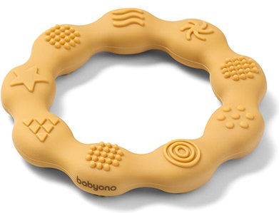 BABYONO Прорезыватель силиконовый Ring желтый арт.825/01
