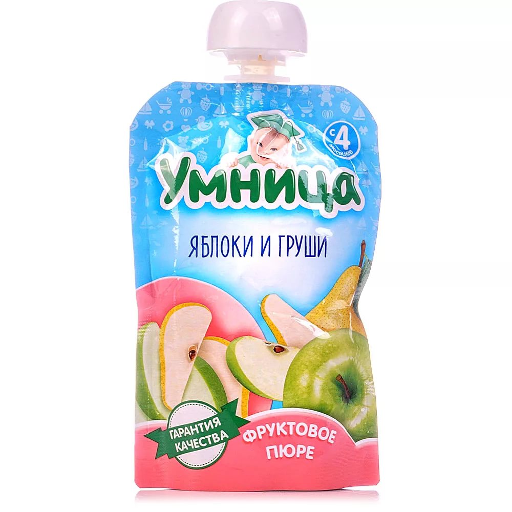 Умница пюре Пюре  яблоки и груши 100г с 4 мес. Пауч