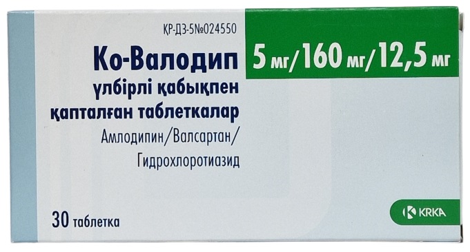 Ко-Валодип табл. 5 мг/160 мг/12,5 мг №30 ( амлодипин, валсартан, гидрохлоротиазид ) / Ко Валодип (Упаковка)