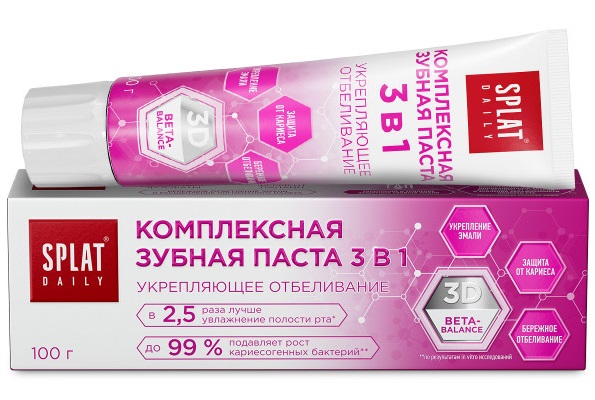Зубная паста SPLAT Daily комплексная 3в1 укрепляющее отбеливание 100мл