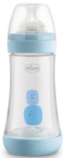 Бутылочка Пластиковая CHICCO Perfect5 240мл Соска Силиконовая 2м+ Голубой