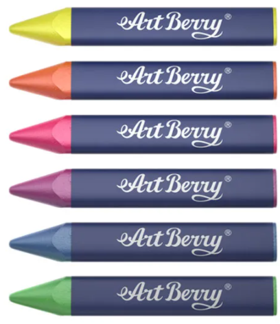 Восковые мелки трехгранные Jumbo Metallic 6 цветов Art Berry