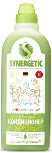 SYNERGETIC Кондиционер ополаскиватель для белья Райский сад 1 л