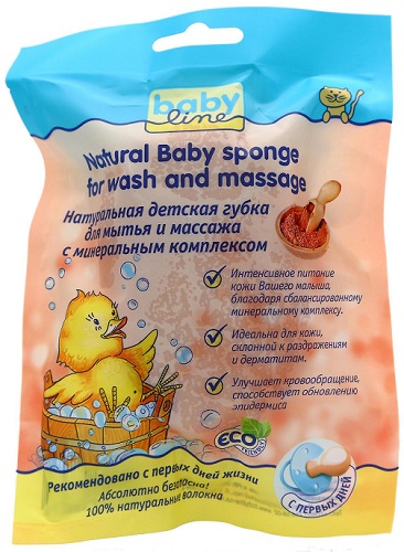Губка для купания малыша BABY LINE Натуральная арт.DB052 с Минеральным комплексом