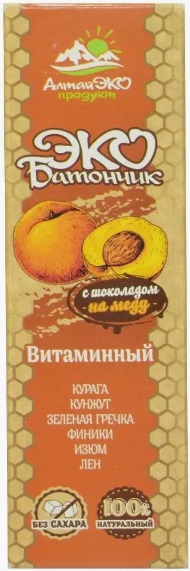 Эко Батончик с шоколадом на меду Витаминный 45г АлтайЭКОПродукт