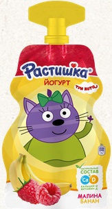 Данон Растишка Йогурт Малина-Банан 70г пауч